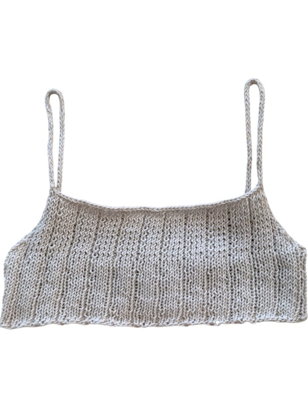 Ribbed Knit Cropped Tank Top in Light Gray